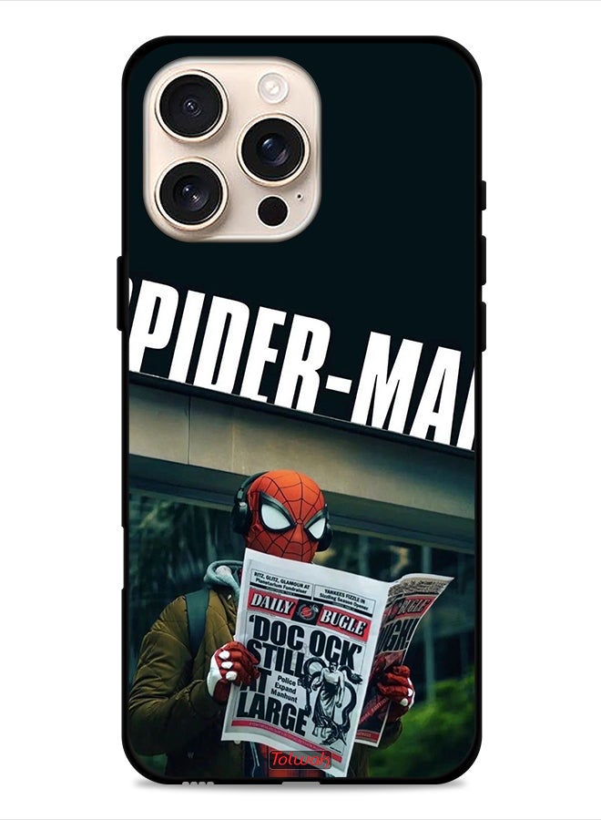 Tolwak Apple iPhone 16 Pro Protective Case Cover Spiderman Reading Newspaper - Image 1