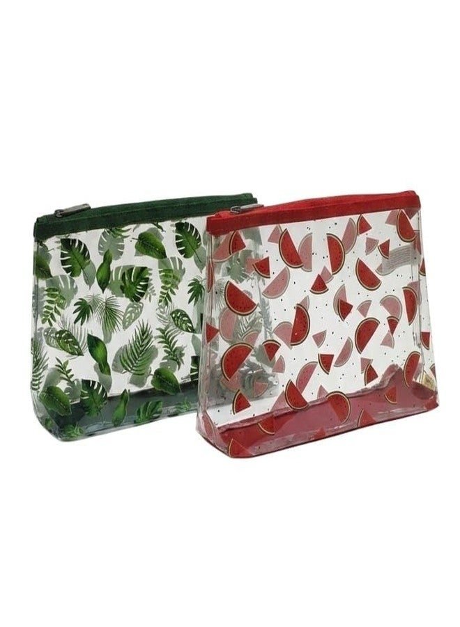 Sangra Clear PVC Pouch for Travel Toiletries Organizer Cosmetic Bags Makeup Pouch Shaving Kit Portable Organizer Case Carry Pouch for Men and Women Set of 2. - Image 1