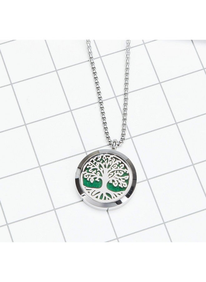 GFONDINGD Aromatherapy Essential Oil Diffuser Necklace Tree Of Life Pattern Stainless Steel Locket Pendant  - Image 5