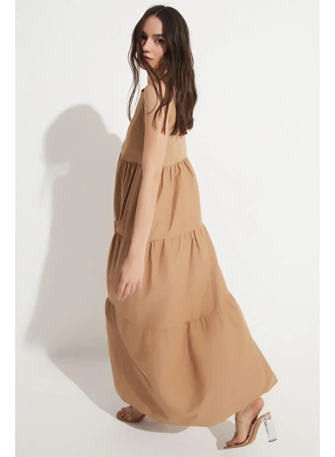 JUNE Tiered Cotton Maxi Dress