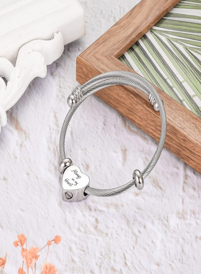 abooxiu Urn Bracelet for Ashes Heart Ash Bracelet Cremation Jewelry for Ashes Stainless Steel Urn Bangles for Ashes Memorial Keepsake Cremation Bracelets for Ashes for Women Men - Always in my Heart - Image 3