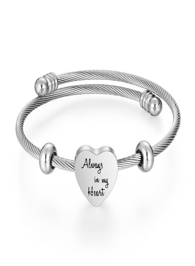 abooxiu Urn Bracelet for Ashes Heart Ash Bracelet Cremation Jewelry for Ashes Stainless Steel Urn Bangles for Ashes Memorial Keepsake Cremation Bracelets for Ashes for Women Men - Always in my Heart - Image 1