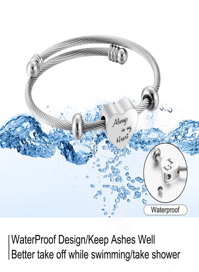 abooxiu Urn Bracelet for Ashes Heart Ash Bracelet Cremation Jewelry for Ashes Stainless Steel Urn Bangles for Ashes Memorial Keepsake Cremation Bracelets for Ashes for Women Men - Always in my Heart - Image 5
