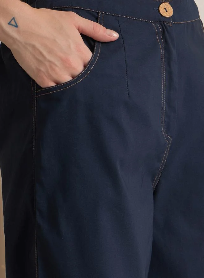 sanskrutihomes Sanskrutihomes Solid Buttoned Pure Cotton Top and Trousers Co-Ords