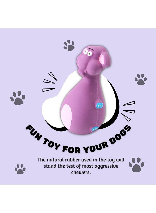 لعبة مضغ تصدر صوت صرير من المطاط الطبيعي - (فيل أرجواني)، مناسبة للجراء، الكلاب الصغيرة جدًا إلى الصغيرة (0-10 كجم) | لعبة متينة بتصميم حيواني، لعبة إحضار ومضغ - Image 5