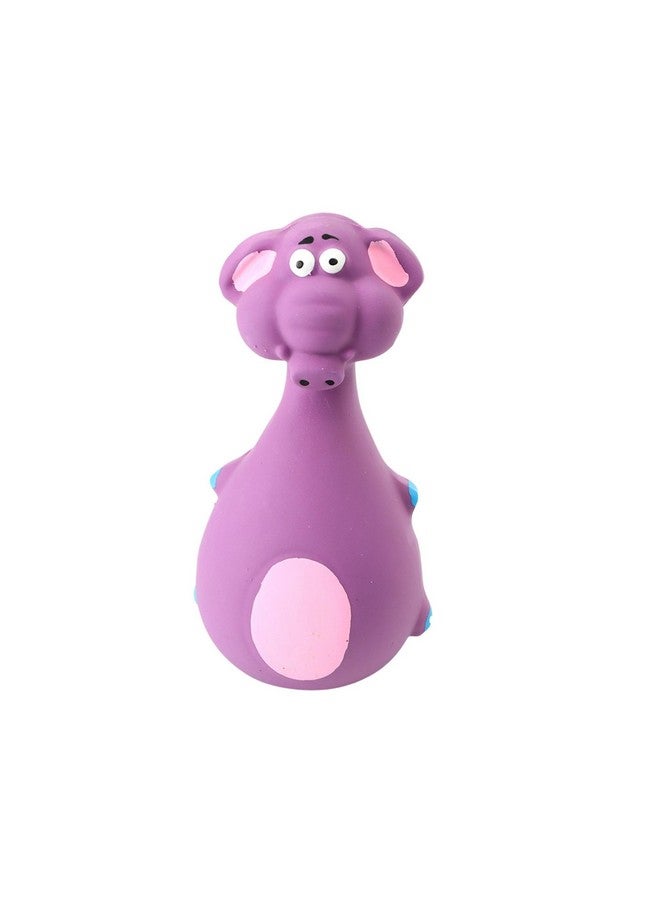 لعبة مضغ تصدر صوت صرير من المطاط الطبيعي - (فيل أرجواني)، مناسبة للجراء، الكلاب الصغيرة جدًا إلى الصغيرة (0-10 كجم) | لعبة متينة بتصميم حيواني، لعبة إحضار ومضغ - Image 1
