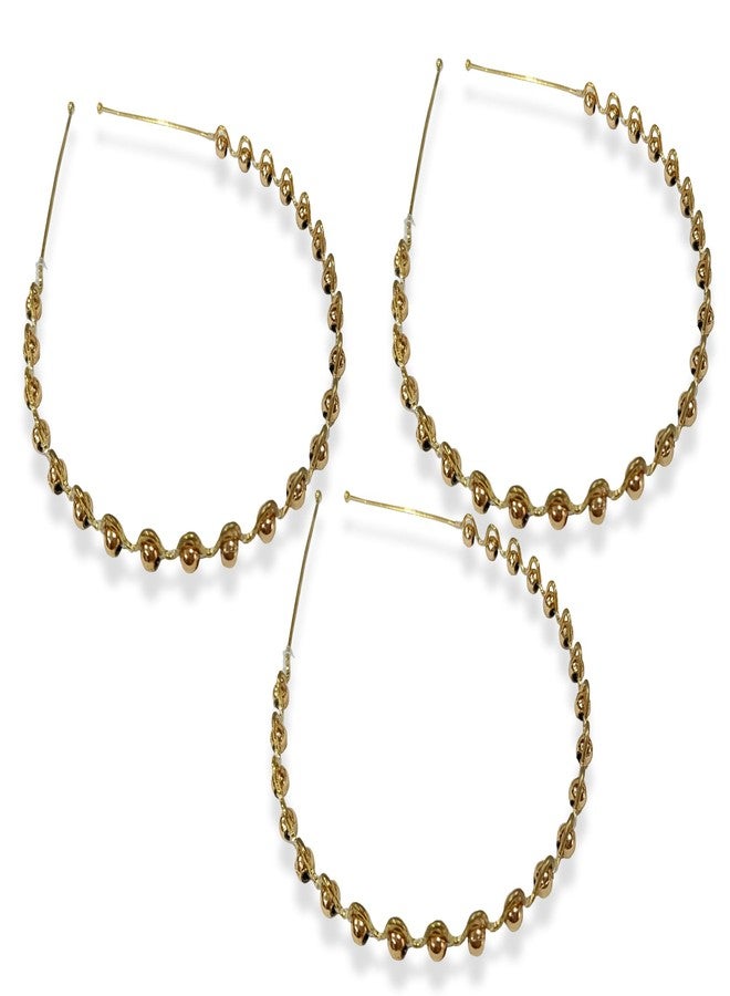 AJICA Pearl Beads Hair Band with Zig Zag Model for Kids Women and Girls Hair Band (GOLDEN, Pack of 3) - Image 1