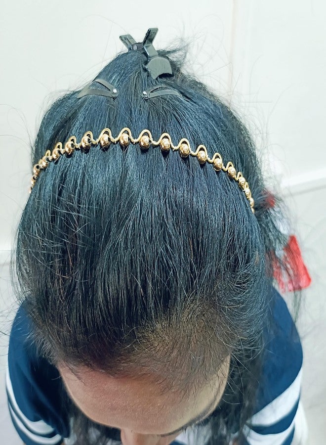 AJICA Pearl Beads Hair Band with Zig Zag Model for Kids Women and Girls Hair Band (GOLDEN, Pack of 3) - Image 4