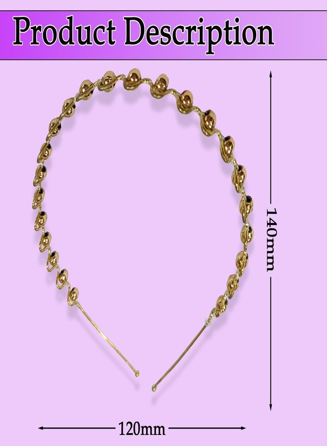 AJICA Pearl Beads Hair Band with Zig Zag Model for Kids Women and Girls Hair Band (GOLDEN, Pack of 3) - Image 2