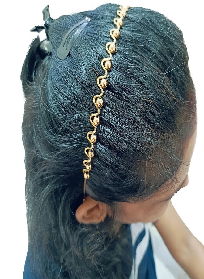 AJICA Pearl Beads Hair Band with Zig Zag Model for Kids Women and Girls Hair Band (GOLDEN, Pack of 3) - Image 5