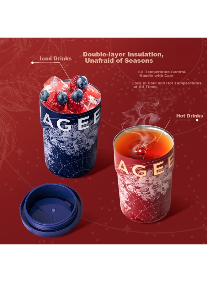 Chagee Insulated Cup Lock Cup Cold Water Cup Portable Gift For Teachers Birthday Gift Practical Starry Blue - Image 2