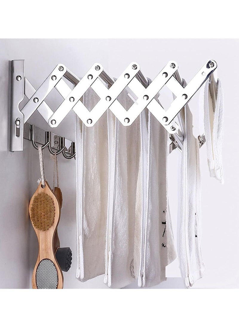 DubaiGallery Adjustable Huge Capacity Wall Mounted Retractable Drying Rack Easy To Install Rust-proof Drying Rack for Bathroom - Image 3