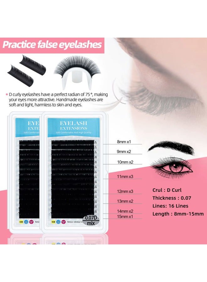DNSGOOR Lash Extension Kit Professional Eyelash Grafting Training Tools Mannequin Head USB Fan Lash Shampoo 0.07D Curl Mix 8-15mm Glue Practice Eyelash Strips Lash Mapping,Exercise Set for Beginner - Image 5