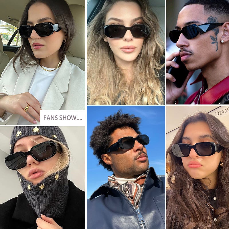 Haqptul نظارات شمسية مستطيلة عصرية للنساء والرجال بتصميم مربع ريترو قديم زوايا سداسية 90S Y2K إكسسوارات جمالية - Image 3