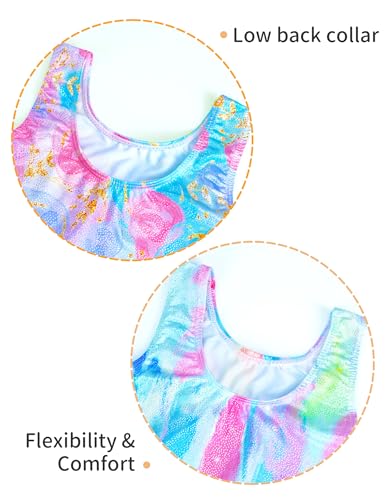 Nokecina Leotard for Girls Gymnastics Size 3t 4t Two Packs Blue Rose Flowers Biketard Workout Unitards - Image 4
