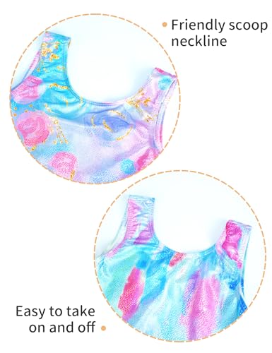 Nokecina Leotard for Girls Gymnastics Size 3t 4t Two Packs Blue Rose Flowers Biketard Workout Unitards - Image 3
