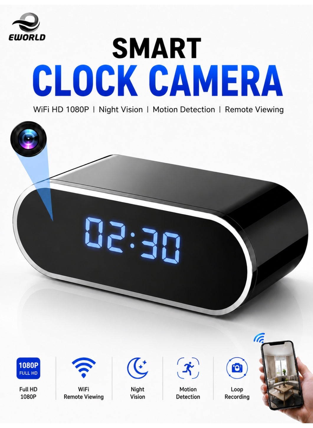 Eworld Eworld Clock Camera ZCE3A01CB417407613D61Z