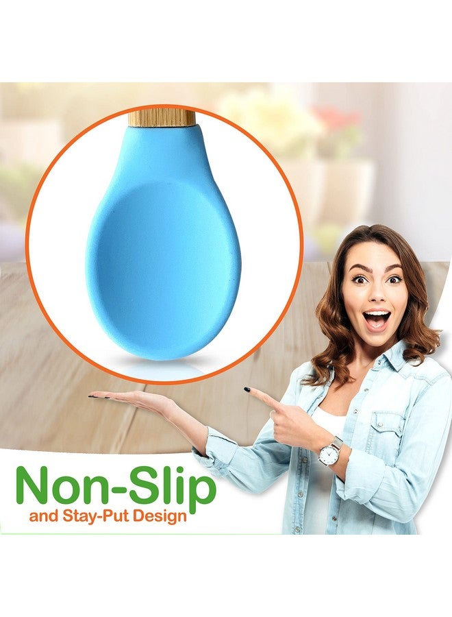 NutriChef 2 Piece Baby & Toddler Spoon Set All Natural Wooden Spoon Set W/Soft Curved Food Grade Silicone Head Selffeeding Utensils Bpa Free Toddler & Child Tableware For Ages 4 Months 6 Years - Image 5