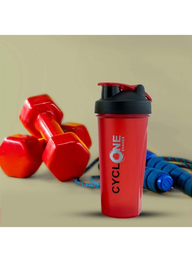 Trueware Cyclone Gym Shaker - Protein Shake Mixer with Leak-Proof Design | Food grade Plastic | BPA-Free 700ml Capacity | Ideal Workout Blender for Fitness Lovers | Sports Bottle with Easy-Grip Lid for Smoothies and Protein Shakes"| Color Red | Setof 2 - Image 3
