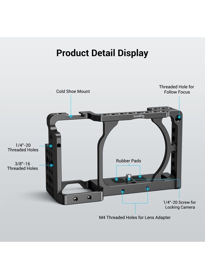 SmallRig Camera Cage only for Sony A6000 A6300 ILCE-6000 ILCE-6300 NEX7, A6000 Cage with 1/4" 3/8" Mounting Points and Built-in Cold Shoe - 1661 - Image 3