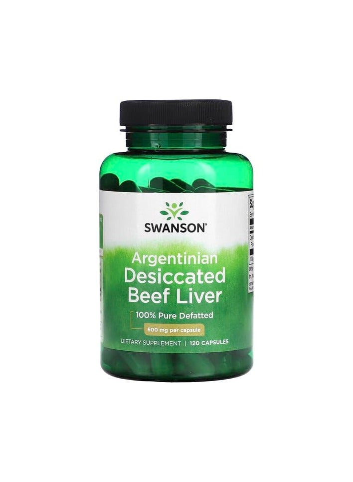 كبد البقر المجفف الأرجنتيني، 500 ملجم، 120 كبسولة
