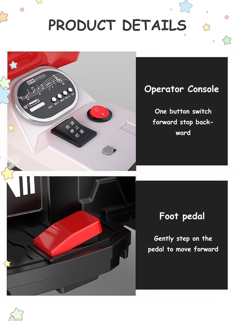 MaBaby سيارة كهربائية للأطفال، شاحنة هندسية كهربائية 4 عجلات ببطارية 6 فولت، سيارة توازن للأطفال والرضع، مع موسيقى وأضواء، للأطفال من 1-7 سنوات - Image 4