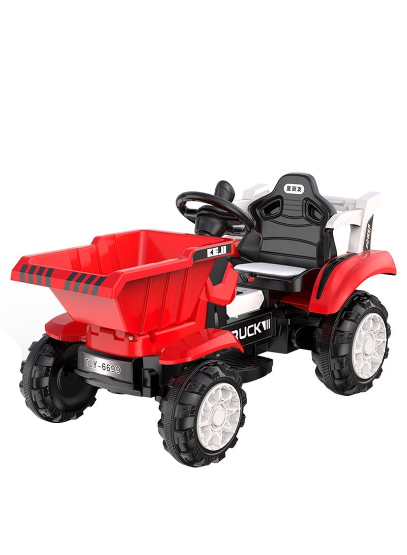 MaBaby سيارة كهربائية للأطفال، شاحنة هندسية كهربائية 4 عجلات ببطارية 6 فولت، سيارة توازن للأطفال والرضع، مع موسيقى وأضواء، للأطفال من 1-7 سنوات - Image 1