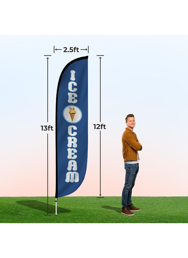 LookOurWay LookOurWay Feather Flag Pole Kit  12 Feet Tall Advertising Flag Banner with Fiberglass Pole Kit and Ground Spike for Business Promotion  Ice Cream Flags  Ice Cream 10M1200136  - Image 4