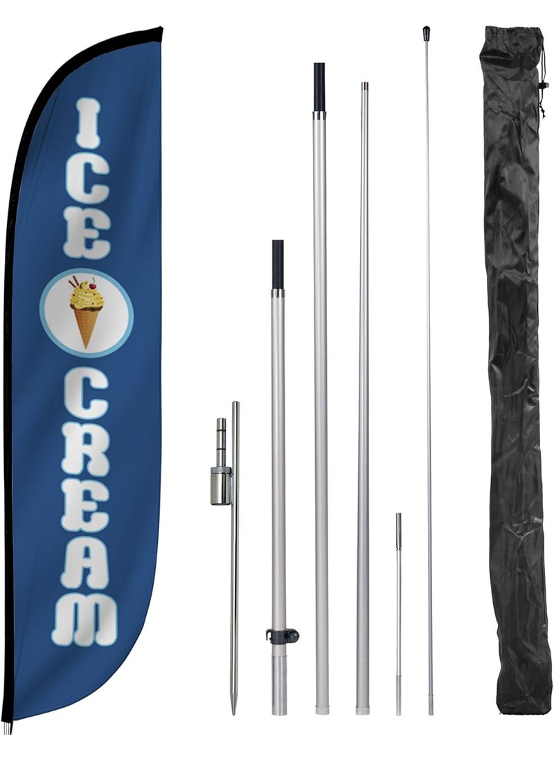 LookOurWay LookOurWay Feather Flag Pole Kit  12 Feet Tall Advertising Flag Banner with Fiberglass Pole Kit and Ground Spike for Business Promotion  Ice Cream Flags  Ice Cream 10M1200136  - Image 1