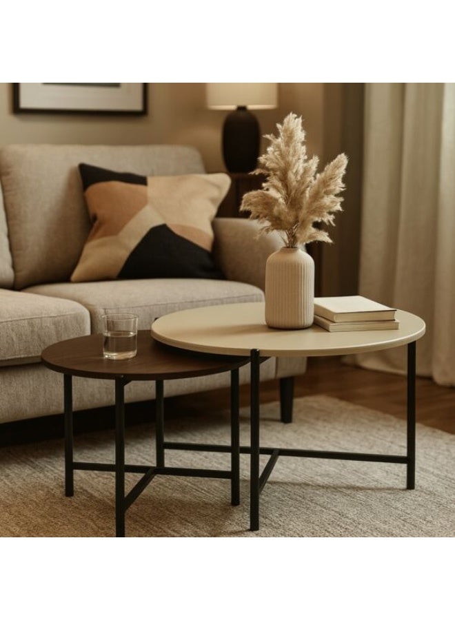 NZONE STORE Space-saving nesting coffee table set – warm colors and a modern touch - Image 1