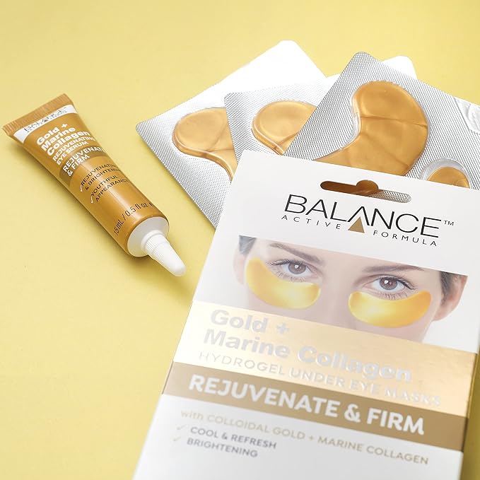 Balance Active Formula Gold Marine Collagen Hydrogel Under Eye Masks 3 pack Instantly Cool Refresh Revive TiredLooking Eyes Cruelty Free - Image 4