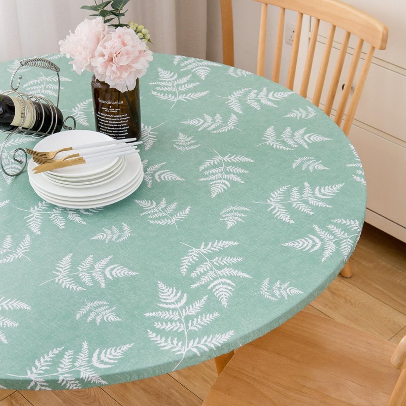 Pioggia مائدة مائدة مستديرة فينيل مع دعم من الفانيلا المائدة المرنة قماش مقاوم للزيت مقاوم للزيت (جولة كبيرة مستديرة الجدول يصل 45 ""-56 "" قطر)) قطرها) - Image 4