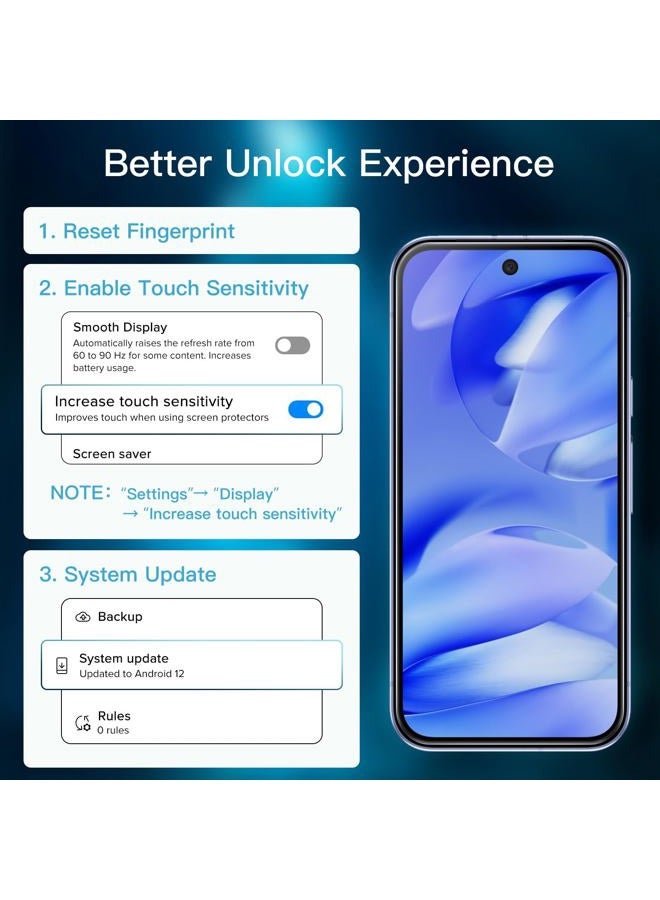 Jetech حماية شاشة لجوجل بيكسل 9a بحجم 6.3 بوصة 2025، فيلم زجاجي مقسى مع أداة تركيب سهلة، متوافق مع بصمة الإصبع، وضوح عالي، عبوة 3 قطع - Image 3