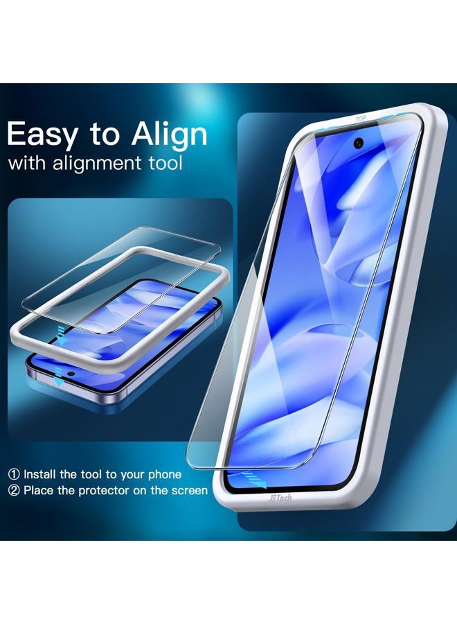 Jetech حماية شاشة لجوجل بيكسل 9a بحجم 6.3 بوصة 2025، فيلم زجاجي مقسى مع أداة تركيب سهلة، متوافق مع بصمة الإصبع، وضوح عالي، عبوة 3 قطع - Image 5