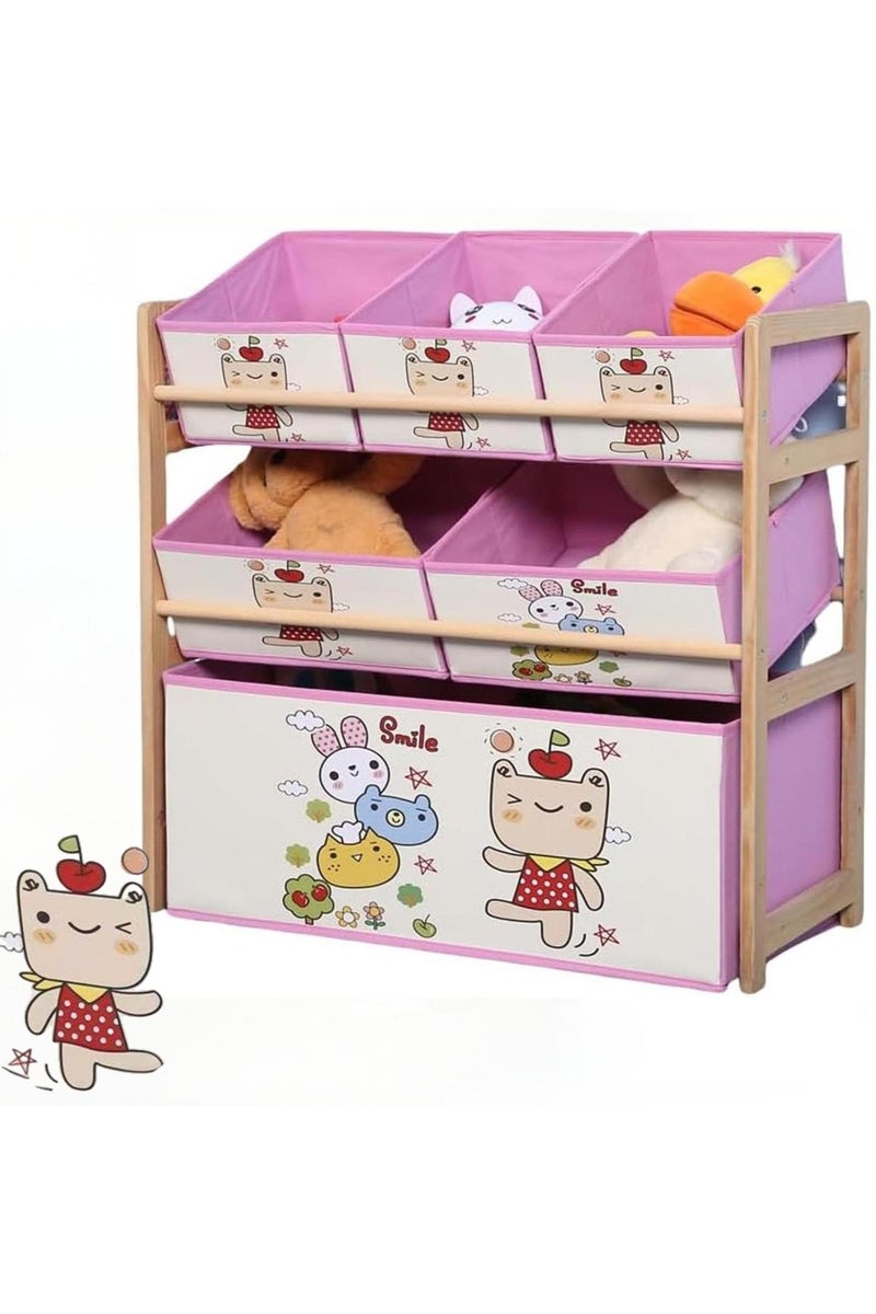 منظم ألعاب منظم تخزين ألعاب الأطفال مع 6 صناديق، صندوق ألعاب ورف تخزين، صناديق تخزين ألعاب الأطفال لغرفة اللعب، غرفة النوم، الخزانة، المنزل - Image 1