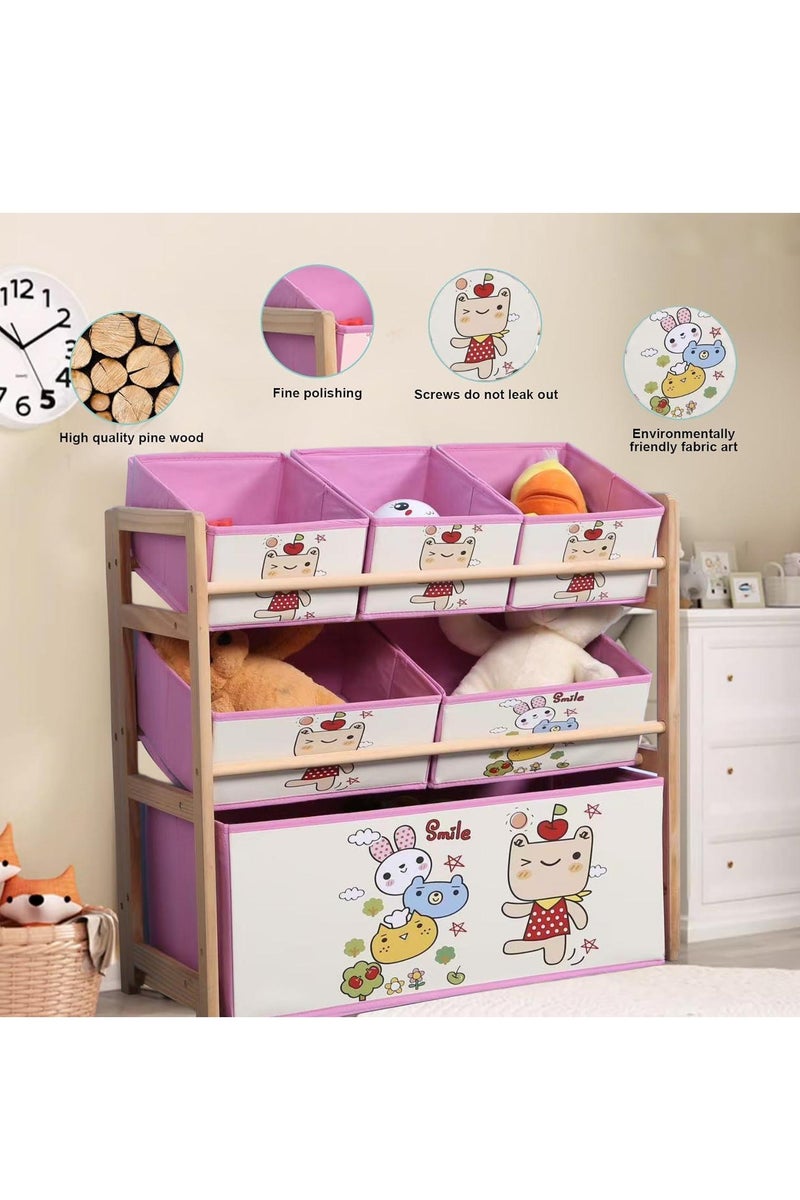 منظم ألعاب منظم تخزين ألعاب الأطفال مع 6 صناديق، صندوق ألعاب ورف تخزين، صناديق تخزين ألعاب الأطفال لغرفة اللعب، غرفة النوم، الخزانة، المنزل - Image 3