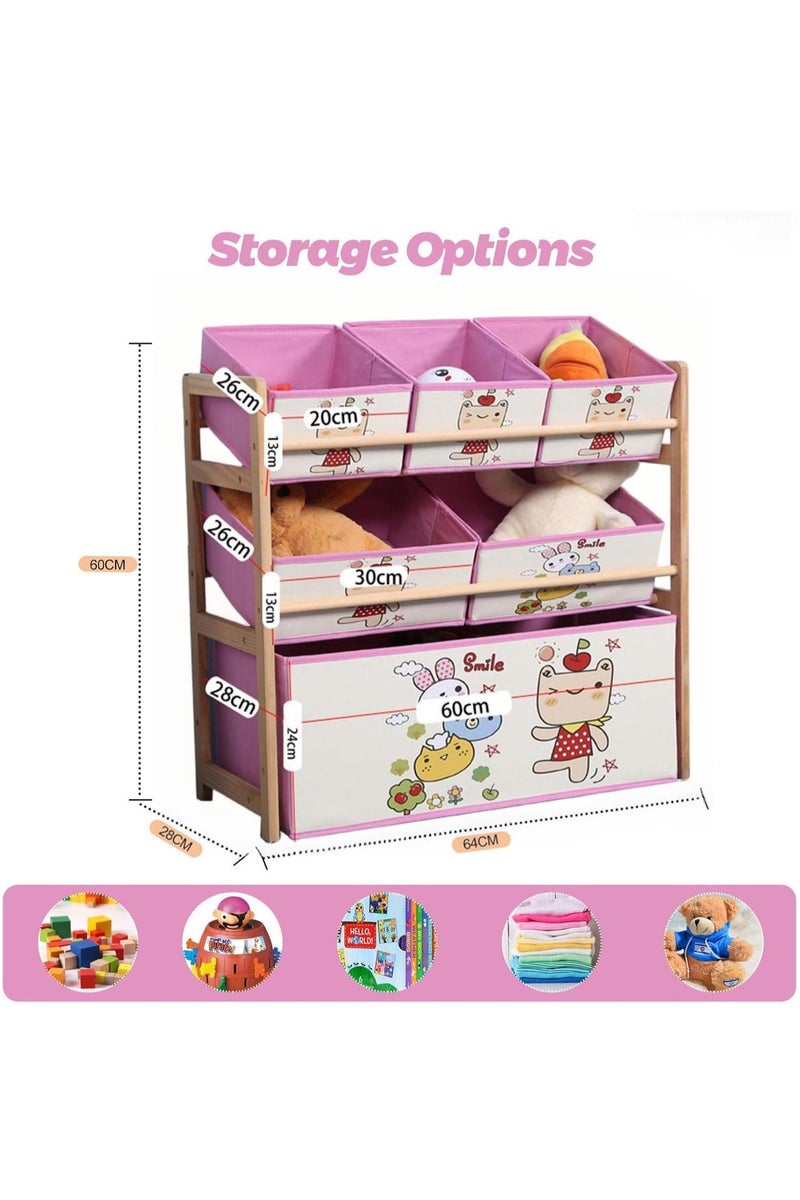 منظم ألعاب منظم تخزين ألعاب الأطفال مع 6 صناديق، صندوق ألعاب ورف تخزين، صناديق تخزين ألعاب الأطفال لغرفة اللعب، غرفة النوم، الخزانة، المنزل - Image 4