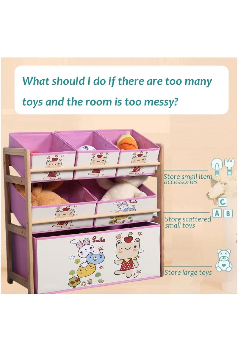 منظم ألعاب منظم تخزين ألعاب الأطفال مع 6 صناديق، صندوق ألعاب ورف تخزين، صناديق تخزين ألعاب الأطفال لغرفة اللعب، غرفة النوم، الخزانة، المنزل - Image 5