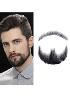Fake Mustache Hand Tied Facial Hair False Beards Lace Invisible Fake Mustache for Entertainment Drama Party Movie Makeup Black