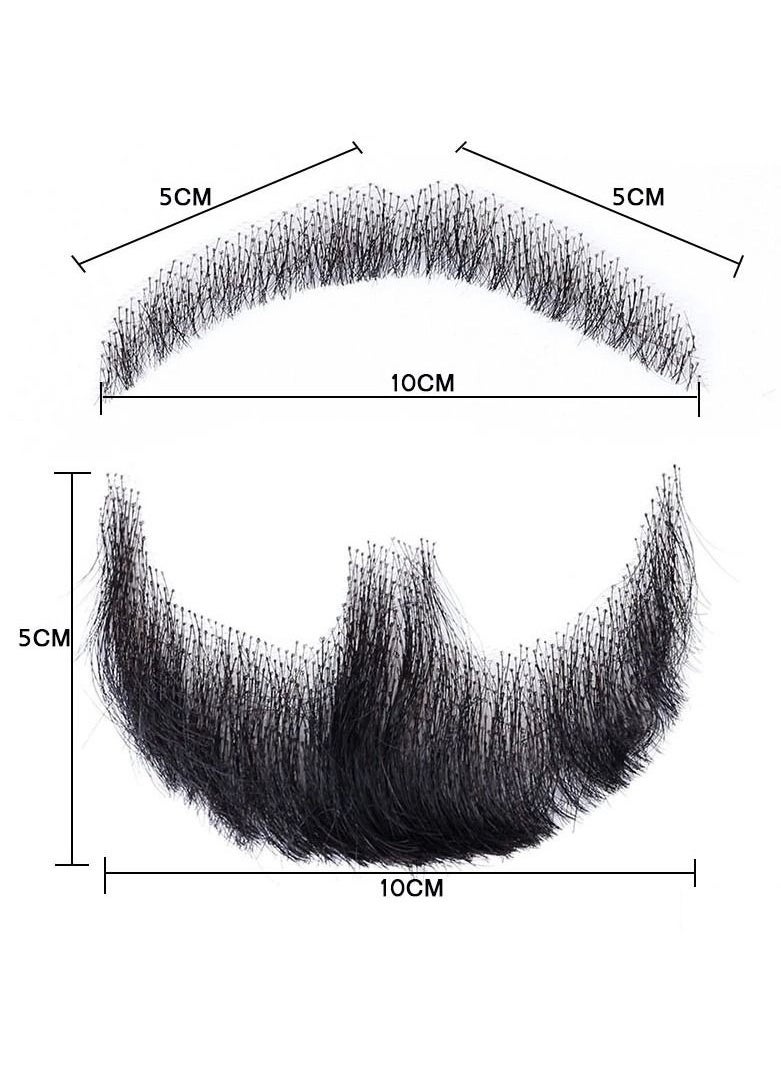 Generic - Fake Mustache Hand Tied Facial Hair False Beards Lace Invisible Fake Mustache for Entertainment Drama Party Movie Makeup Black - Image 1