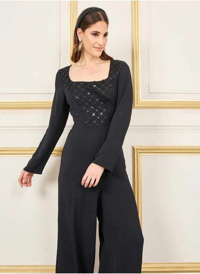 ستايلي Embellished Wide Leg Jumpsuit