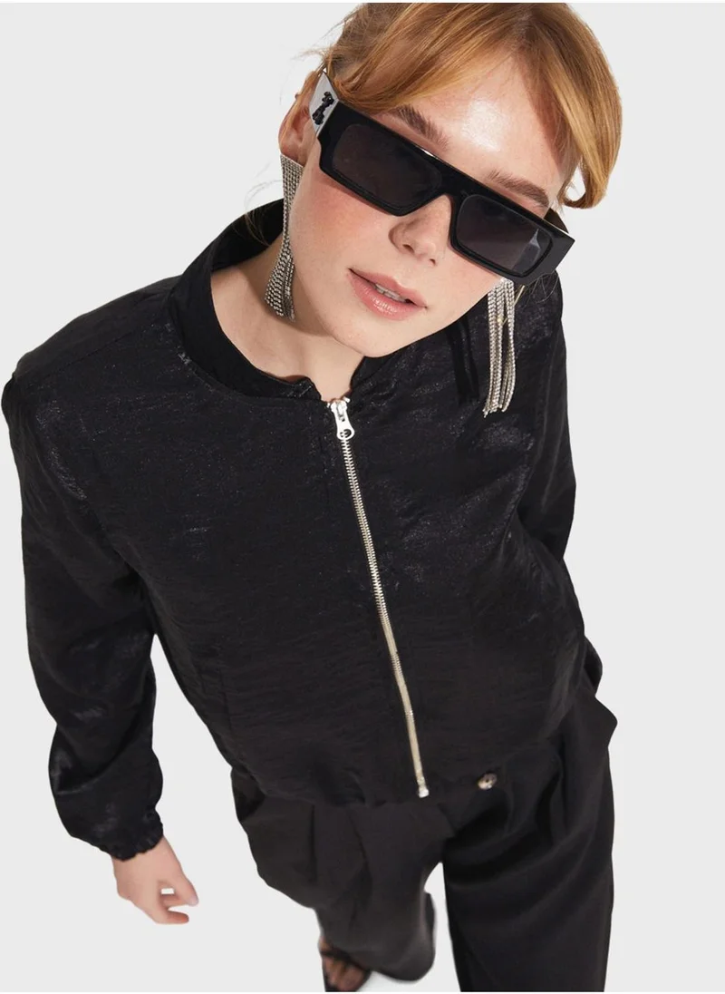 JUNE Zip Through Bomber Jacket