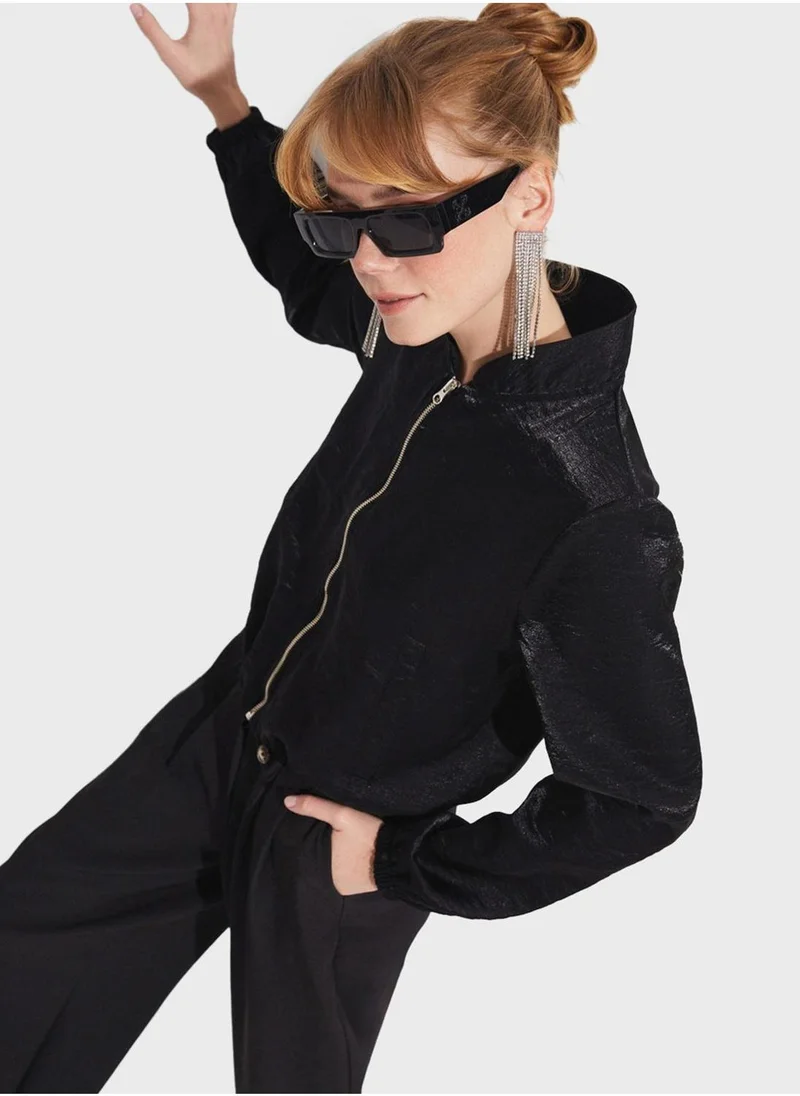 JUNE Zip Through Bomber Jacket