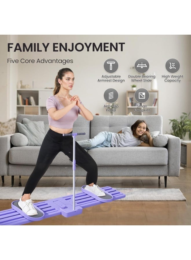 WALALLA Ski Machine Simulated Ski Trainer with Non-Slip Pedal & Adjustable Armrests Leg Pelvic Floor Muscle Workout Leg Toning Fun Cardio Leg Machine for Home Gym Maximum Load Capacity 140kg, Purple - Image 2