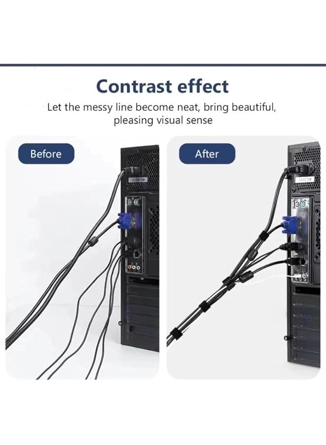 Green Tiger 1 x 5m Black Cable Organizer Cable Management Wire Winder Tape Earphone Mouse Cord Management Ties - Image 2