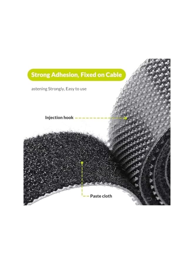 Green Tiger 1 x 5m Black Cable Organizer Cable Management Wire Winder Tape Earphone Mouse Cord Management Ties - Image 4