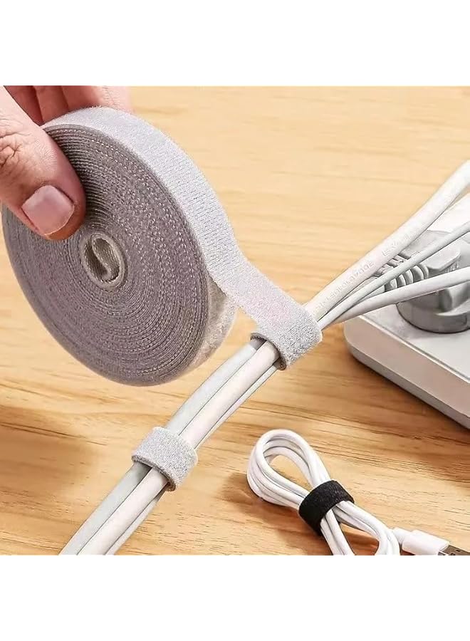 Green Tiger 1 x 5m Black Cable Organizer Cable Management Wire Winder Tape Earphone Mouse Cord Management Ties - Image 1