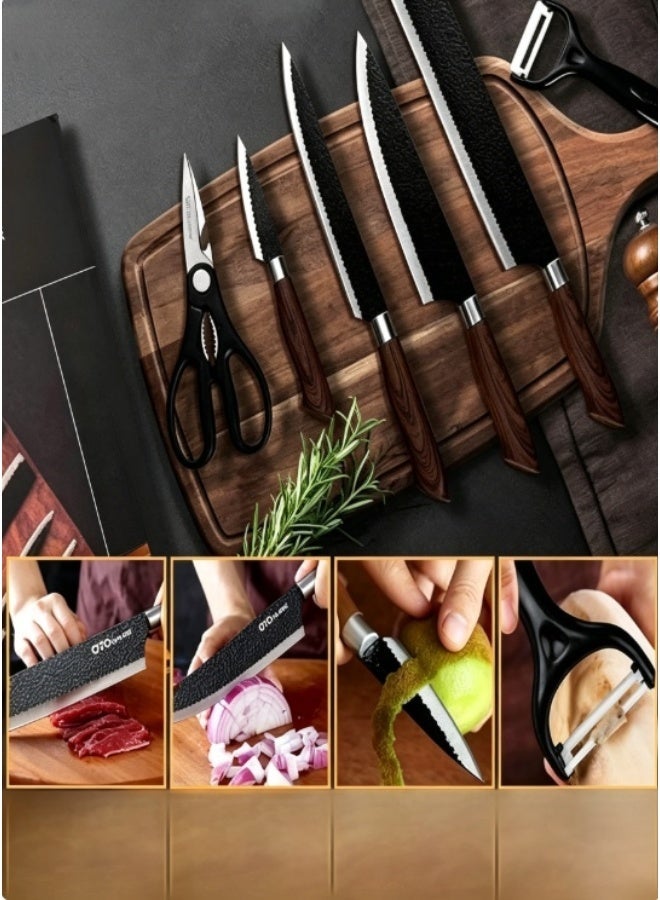 Kitchen Knife Set, Stainless Steel Chef Knife Set with Ergonomic Handle, Multi-Purpose Cooking Knives for Chopping, Slicing, Camping & Home Cooking - Image 3