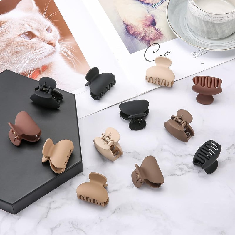 12 Pcs Small Hair Claw Clips - Nonslip Medium Hair Clamps for Thin Fine Hair - Image 2