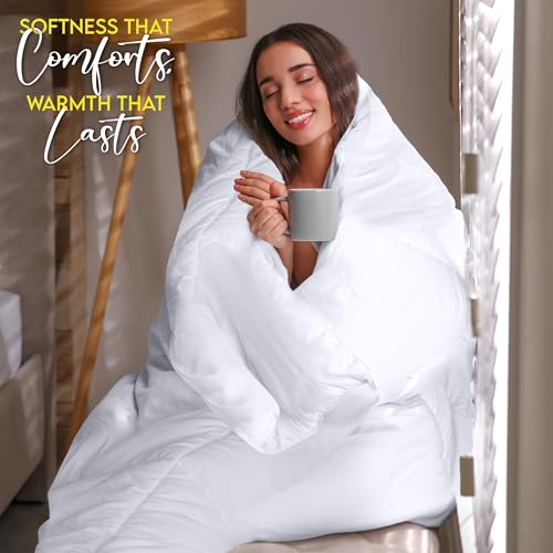 Utopia Bedding Comforter Duvet Insert, Quilted Comforter with Corner Tabs, Box Stitched Down Alternative Comforters King Size (White) - Image 4